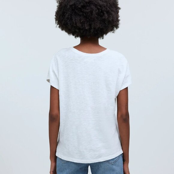 New Madewell Dolman-Sleeve Crewneck Slub Short Sleeve Eyelet White Tee NWT XS - Picture 5 of 9